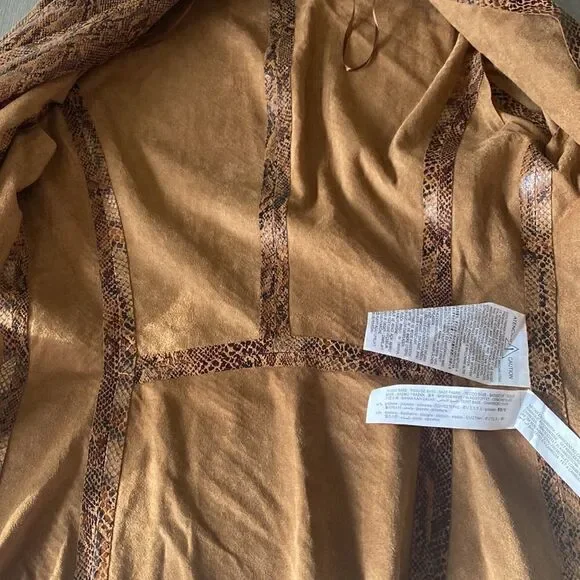 Zara Women’s Size M Snake Print Jacket Blazer Brown Bronze NWT - Picture 8 of 9